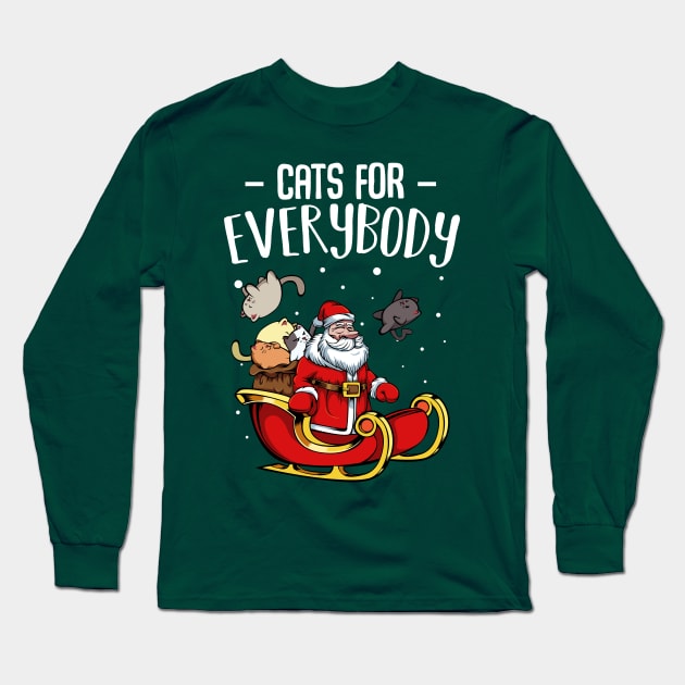 Cat - Cats For Everybody - Funny Christmas Santa Claus Long Sleeve T-Shirt by Lumio Gifts